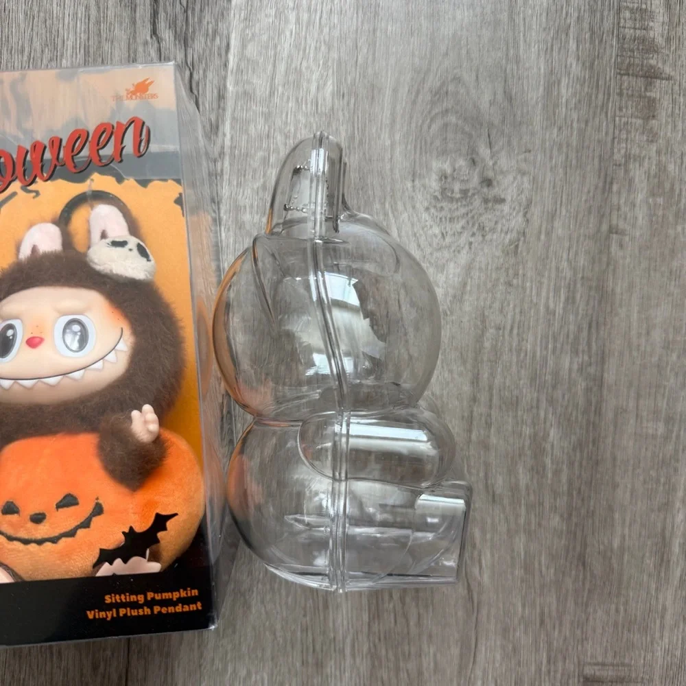 Pop Mart Happy Halloween Sitting Pumpkin Labubu with Case Plush Pendant Popmart